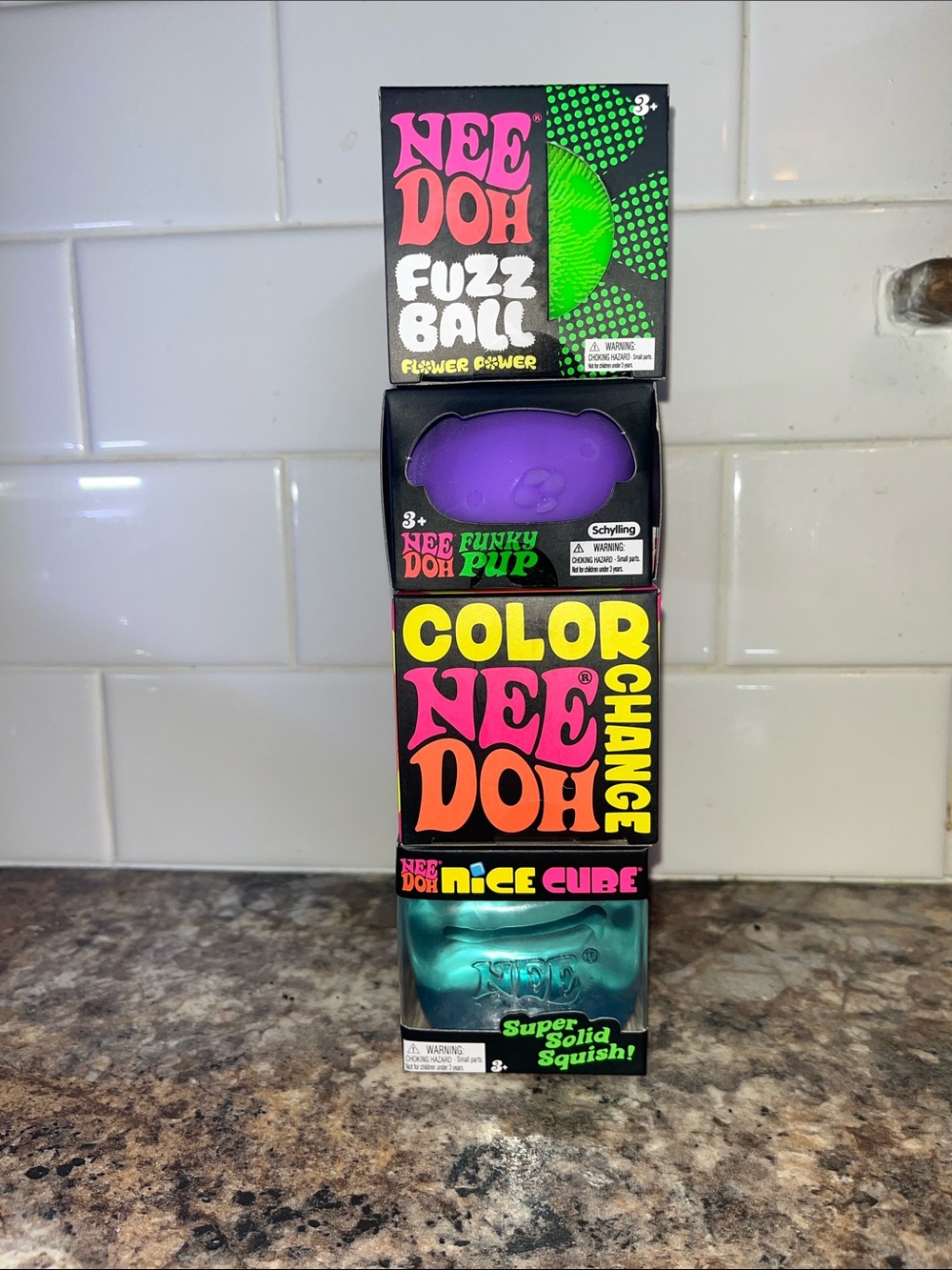 NEEDOH BUNDLE of 4 - fuzz ball, funky pup, color change, nice cube